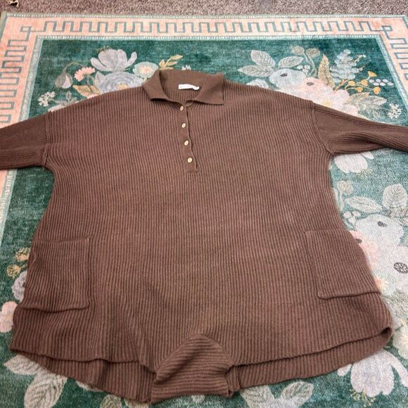 Talulah sweater Romper Playsuit Large Brown Ribbed Knit One Piece Long Sleeve - Picture 16 of 16